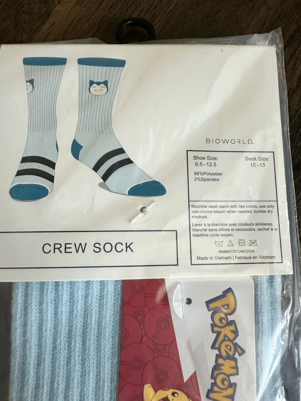 NWT Bioworld Pokemon Light Blue Crew Socks - Sock Size 10-13